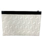 FENDI 7N0134 タロアウト Tarout コラボ ズッカ ロゴ クラッチバッグ ポーチ カバン セカンドバッグ クラッチバッグ レザー ユニセックス ホワイト