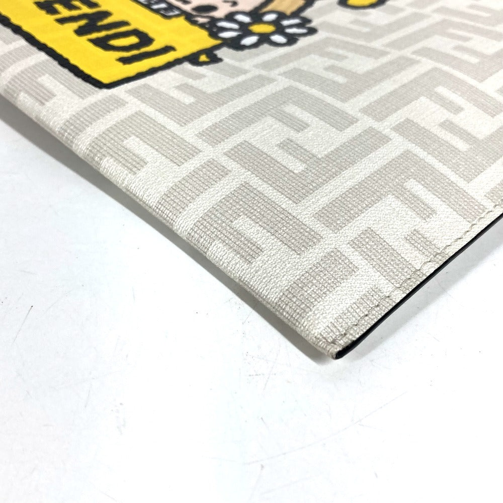 FENDI 7N0134 タロアウト Tarout コラボ ズッカ ロゴ クラッチバッグ ポーチ カバン セカンドバッグ クラッチバッグ レザー ユニセックス ホワイト