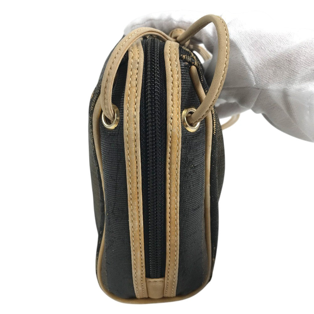 FENDI ペカン ロゴ 肩掛け リラクシング mini ミニ ショルダーバッグ レザー/キャンバス ユニセックス ブラウン