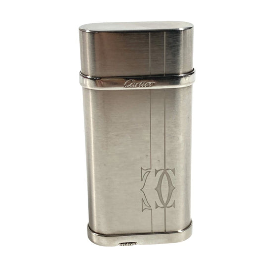 CARTIER Logo Smoking Accessories Tobacco Cigarette Lighter Metal Unisex Silver