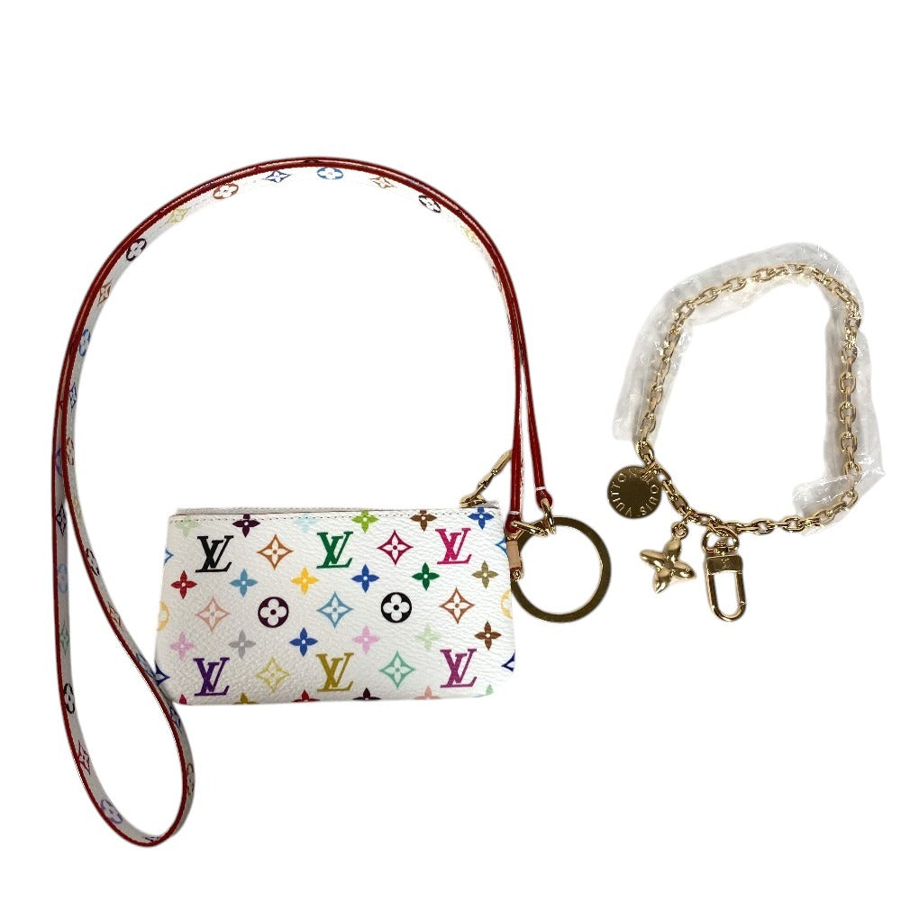LOUIS VUITTON M14099 LV×TM モノグラムマルチカラー 村上隆 フォンホルダー スマホストラップ 携帯 財布 小銭入れ ポーチ コインケース モノグラムマルチカラーキャンバス ユニセックス ブロン ホワイト