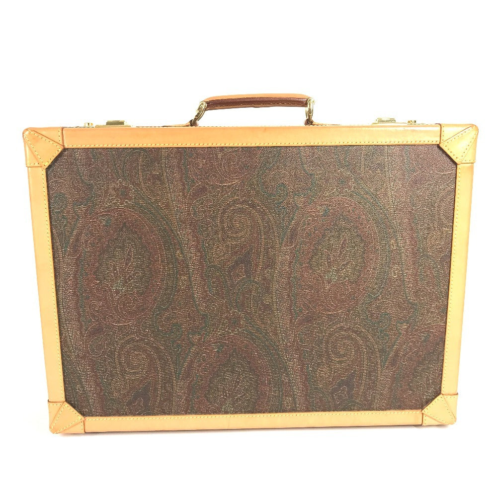 ETRO ペイズリー柄 ロゴ ハンドバッグ BOX ボックス カバン インテリア トランク レザー ユニセックス ブラウン