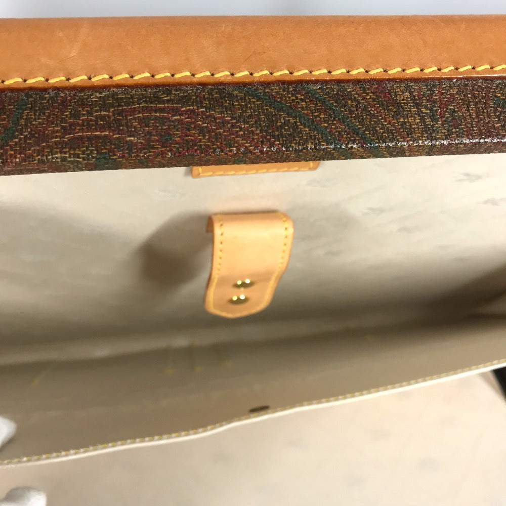 ETRO ペイズリー柄 ロゴ ハンドバッグ BOX ボックス カバン インテリア トランク レザー ユニセックス ブラウン
