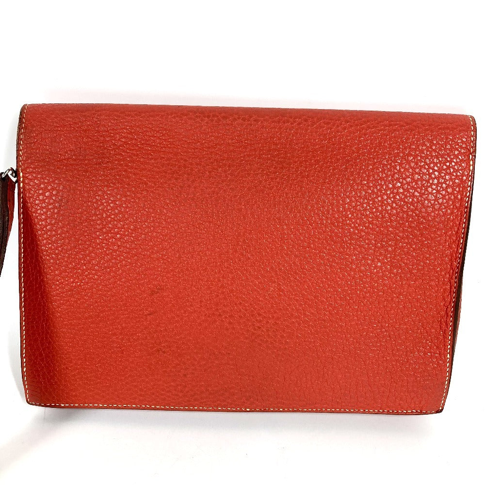 HERMES ストラップ付き ポシェットジェット セカンドバッグ フラップ カバン ポーチ クラッチバッグ レザー ユニセックス ブラウン系
