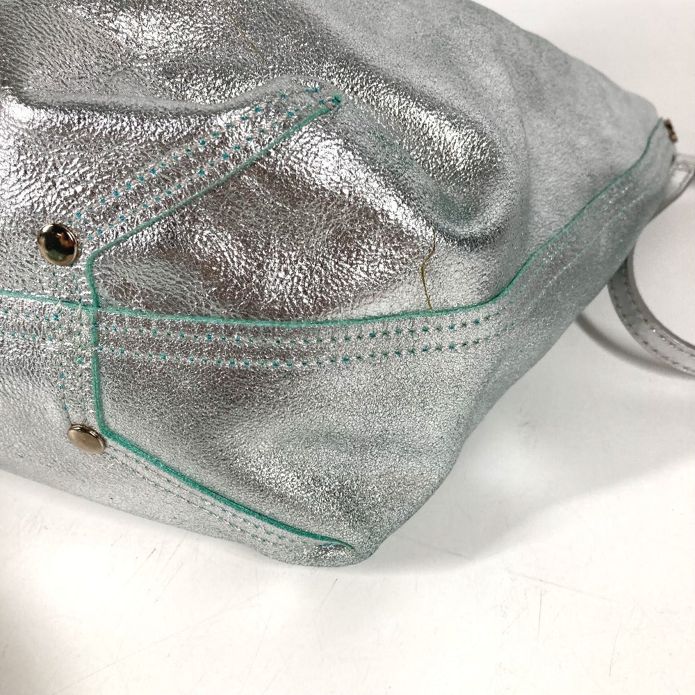 TIFFANY&Co. ポーチ付き ロゴ リバーシブル 肩掛け カバン トートバッグ ハンドバッグ ショルダーバッグ レザー ユニセックス シルバー
