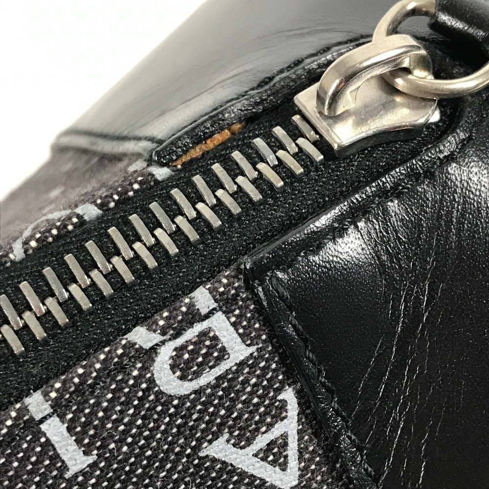 BVLGARI 筒形 ロゴマニア カバン 斜め掛け ポシェット ショルダーバッグ レザー/キャンバス ユニセックス ブラック