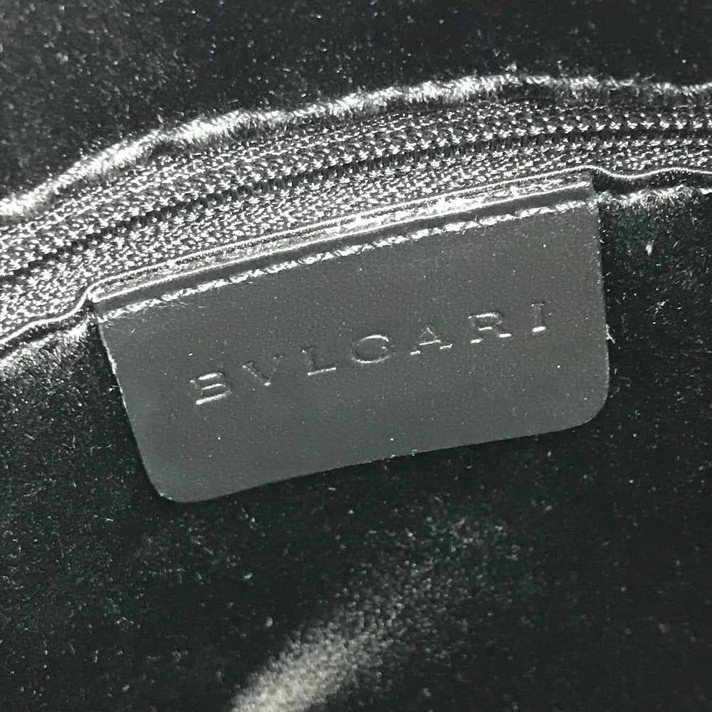 BVLGARI 筒形 ロゴマニア カバン 斜め掛け ポシェット ショルダーバッグ レザー/キャンバス ユニセックス ブラック