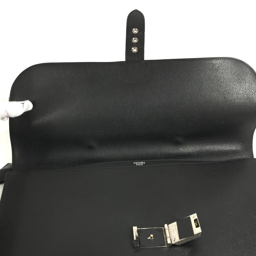 HERMES サックアデペッシュ 38 サックアデペッシュ38 トートバッグ 肩掛け ハンドバッグ ビジネスバッグ レザー ユニセックス ブラック