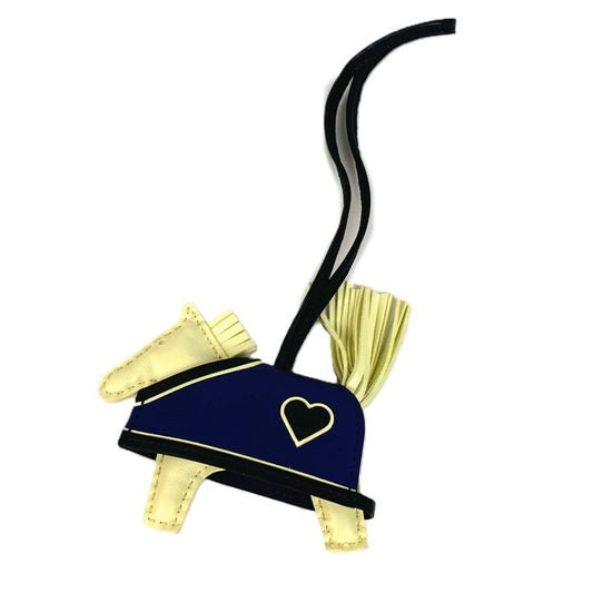 HERMES horse cheval Rodeo Robeo Cool PM Heart Bag Charm Key Holder charm Anyo Miro blue/yellow Used