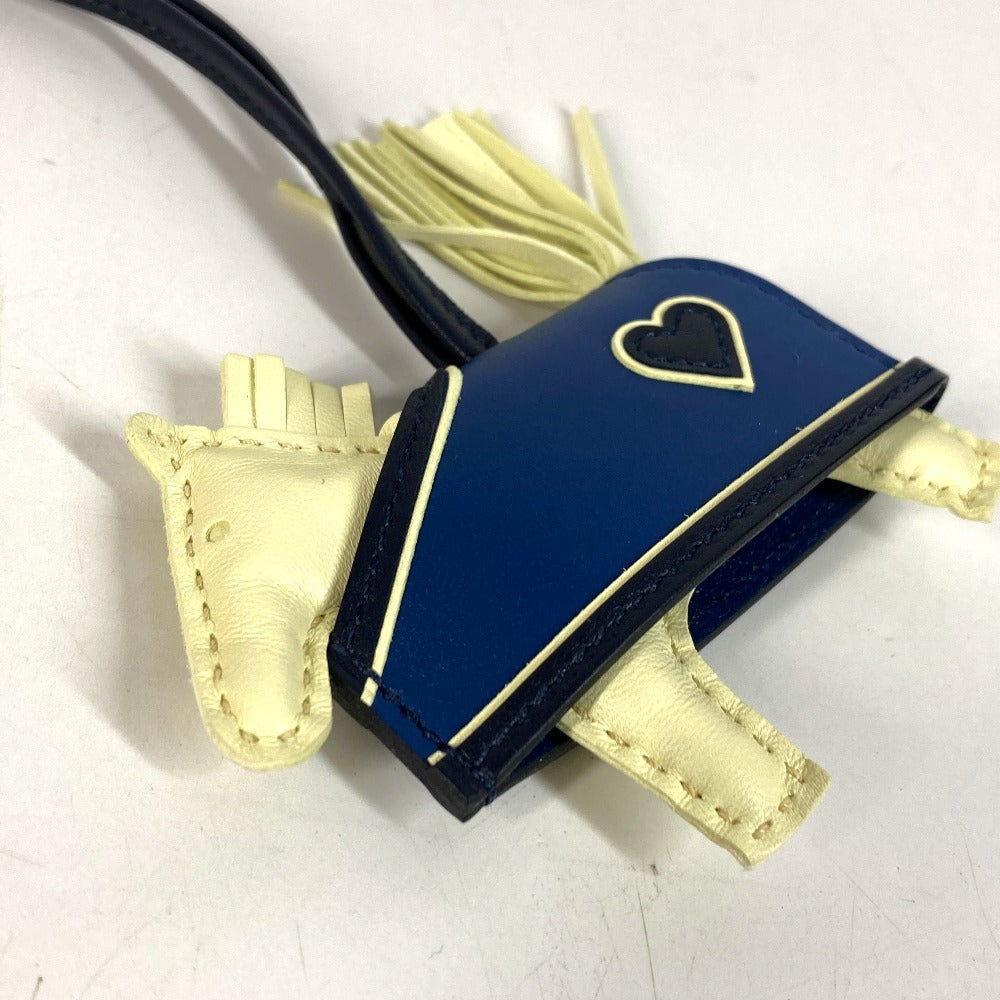 HERMES horse cheval Rodeo Robeo Cool PM Heart Bag Charm Key Holder charm Anyo Miro blue/yellow Used