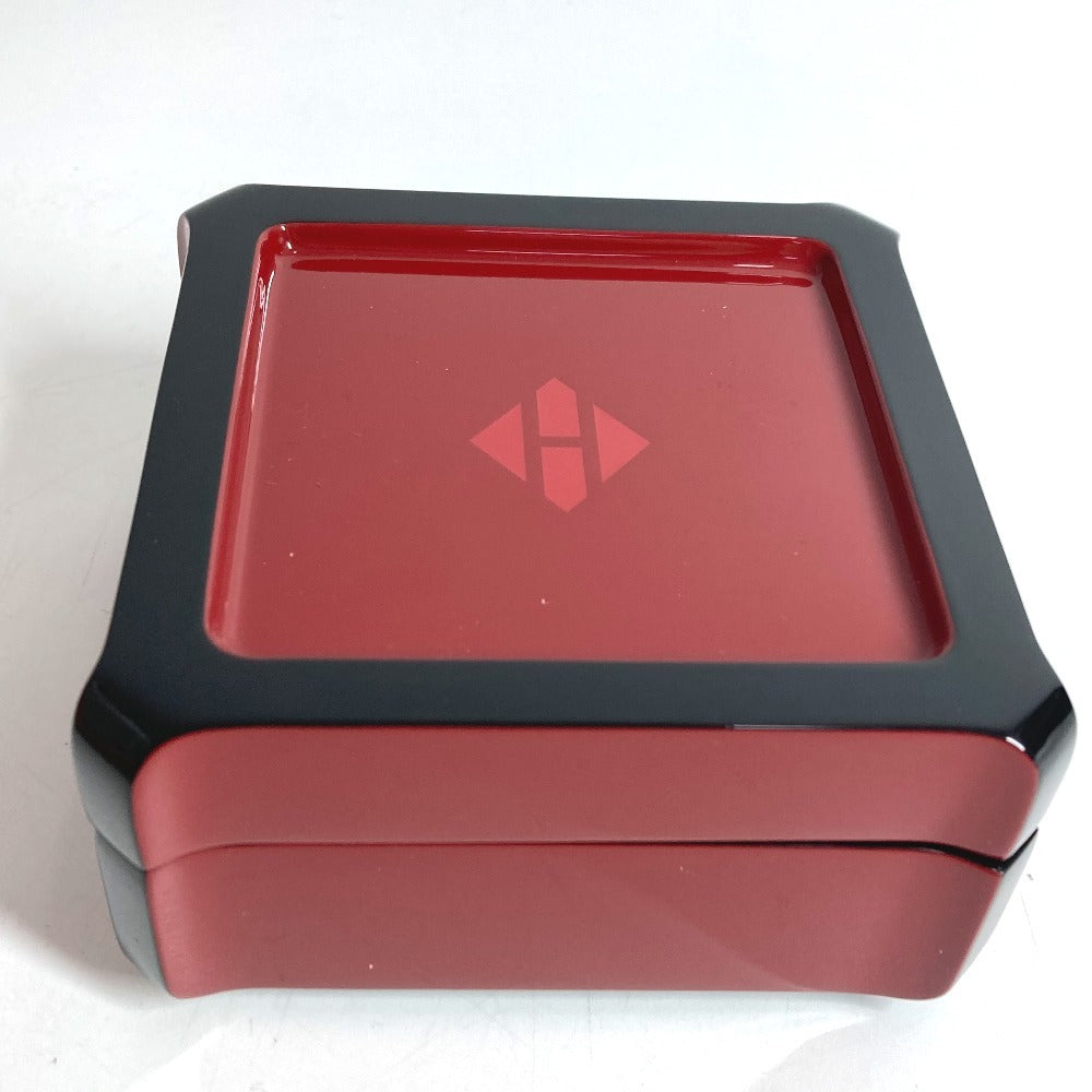HERMES Facet H logo Accessories Interior Jewelry Case with Mirror accessory case lacquer Wine red Based Used