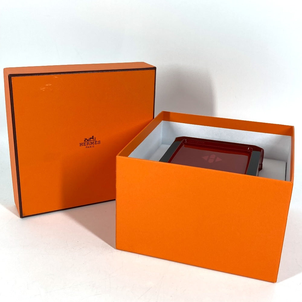 HERMES Facet H logo Accessories Interior Jewelry Case with Mirror accessory case lacquer Wine red Based Used