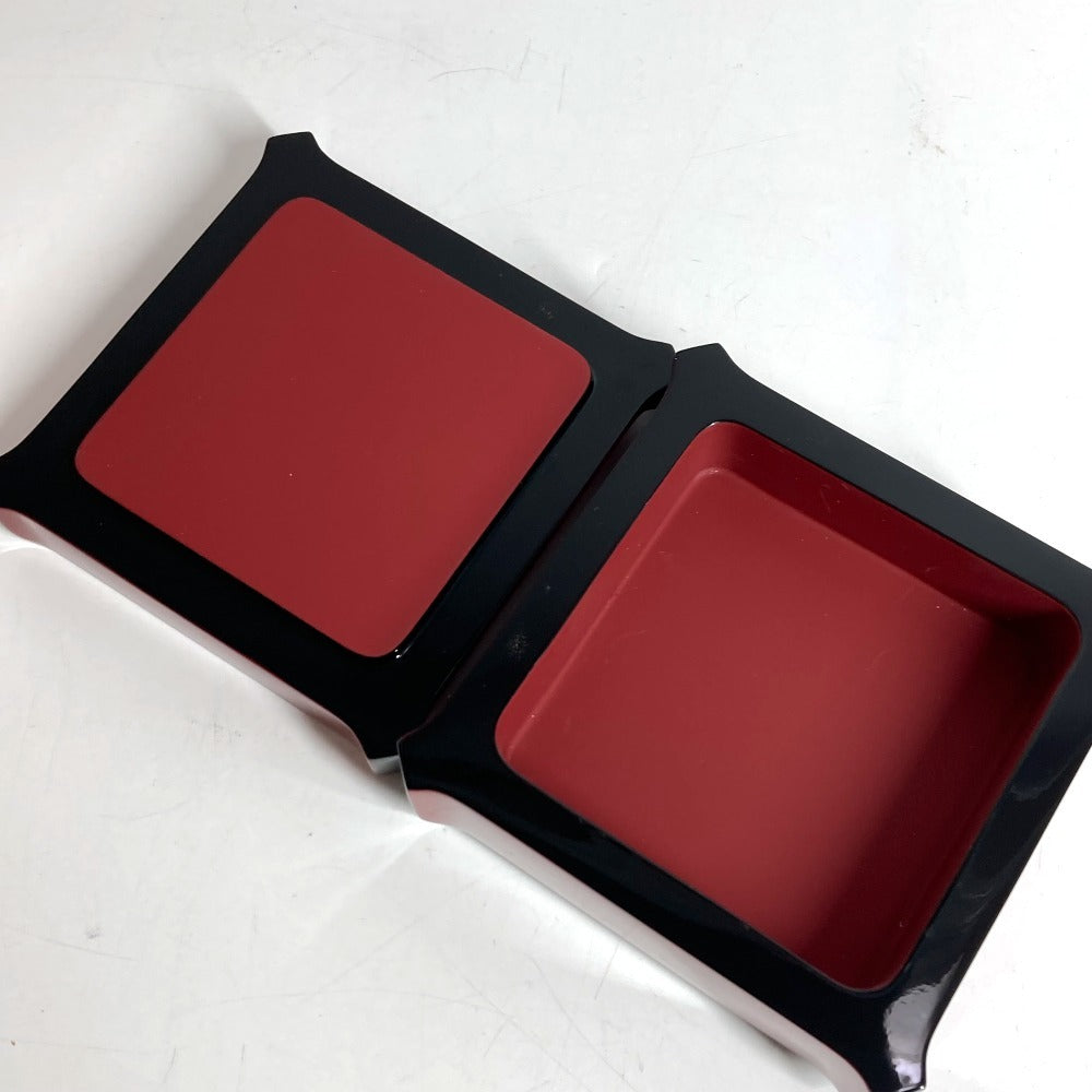 HERMES Facet H logo Accessories Interior Jewelry Case with Mirror accessory case lacquer Wine red Based Used