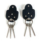 HERMES Carnaby logo Accessory Jewelry Pierce Leather Black/Silver Used