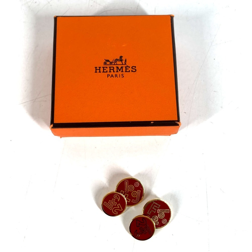 HERMES Logo 24H Accessory Jewelry cuffs Metal Red/Gold Used