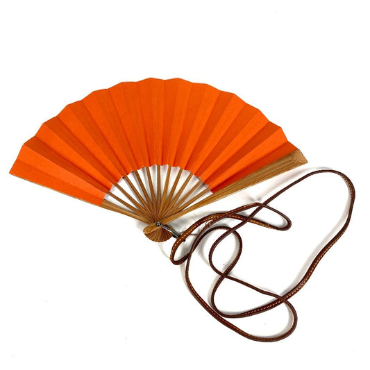 HERMES with Strap folding fan interior Miscellaneous goods Wood / paper Orange Used