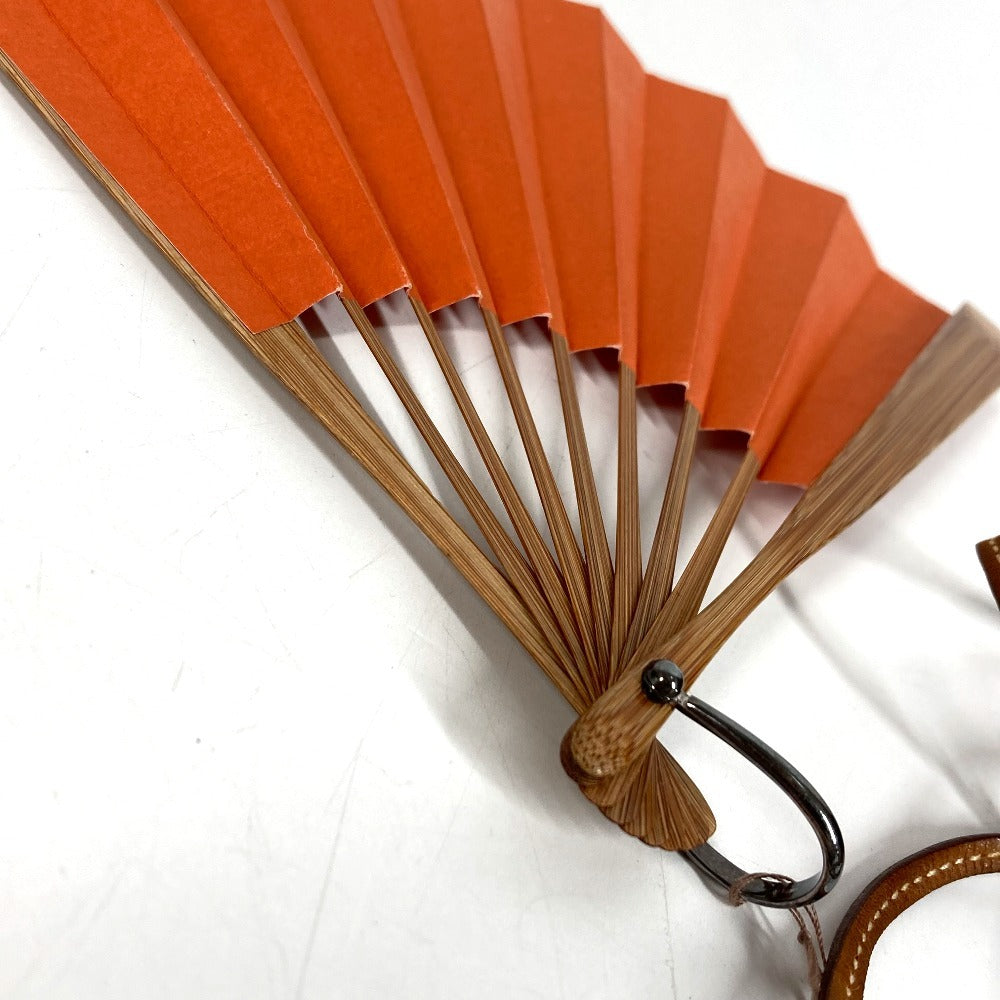 HERMES with Strap folding fan interior Miscellaneous goods Wood / paper Orange Used