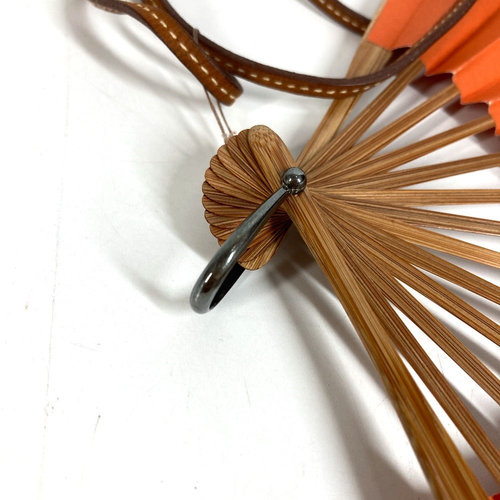 HERMES with Strap folding fan interior Miscellaneous goods Wood / paper Orange Used