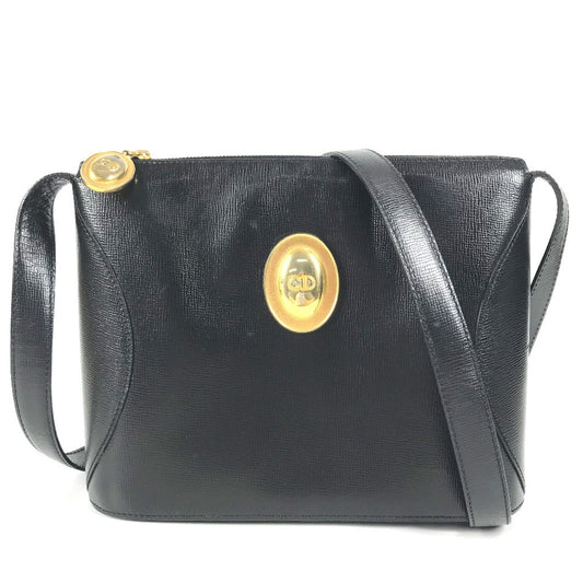 Dior vintage CD logo Bag Crossbody Pochette Shoulder Bag Leather Black Used