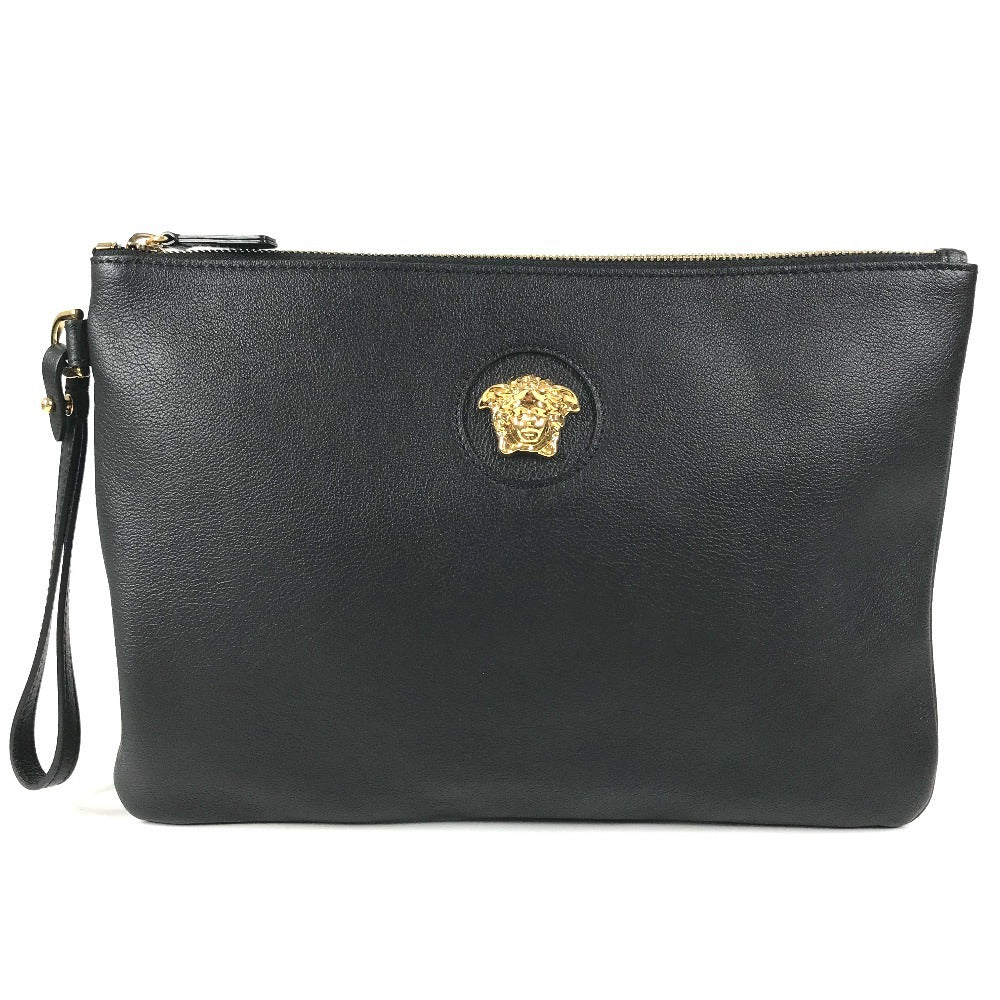 VERSACE Medusa logo (3D) Bag with Strap Cluch Bag Pouch Clutch bag Leather Black/Gold Used