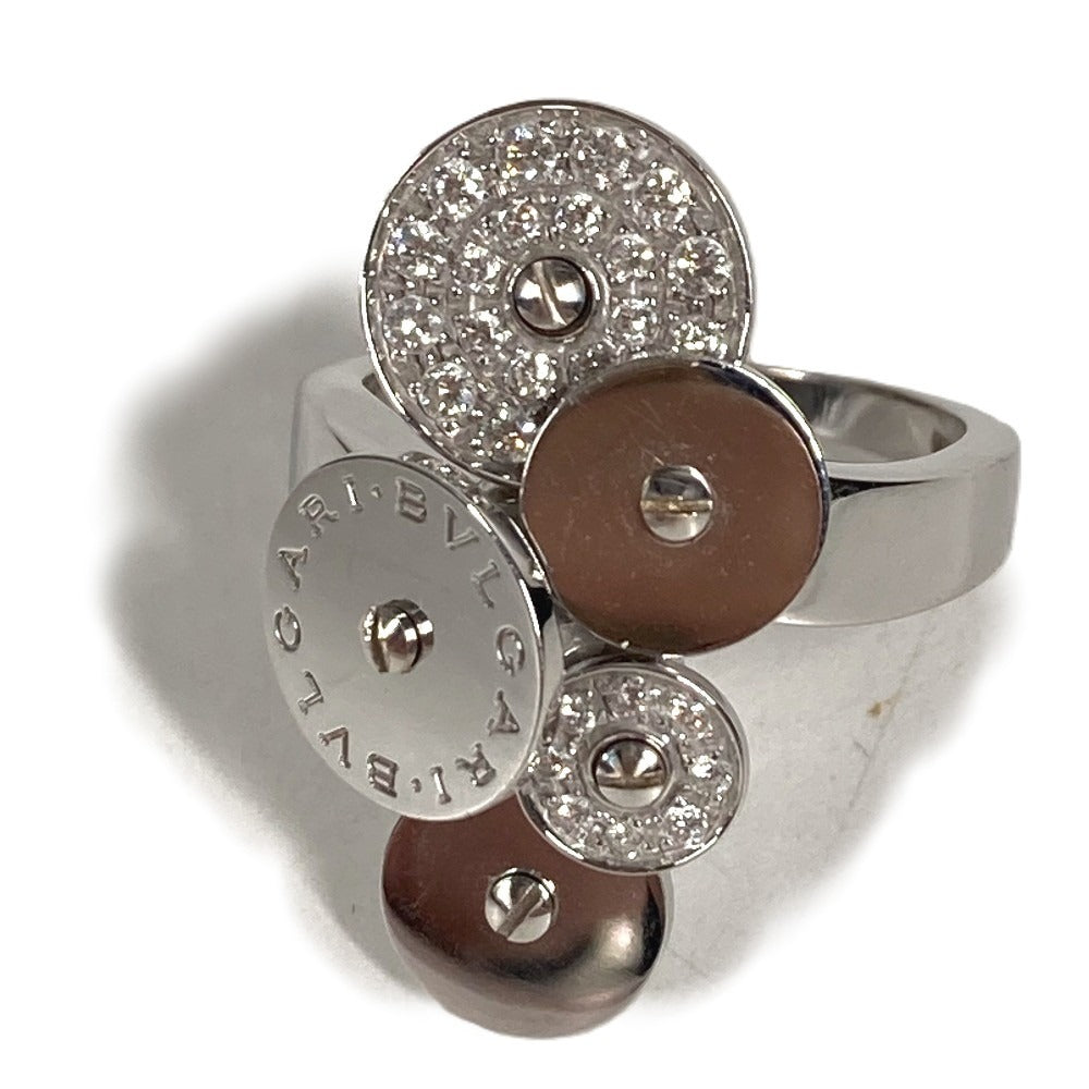 BVLGARI Diamond Chikladi Logo K18 Gold 18K Ring WG750 Silver Used