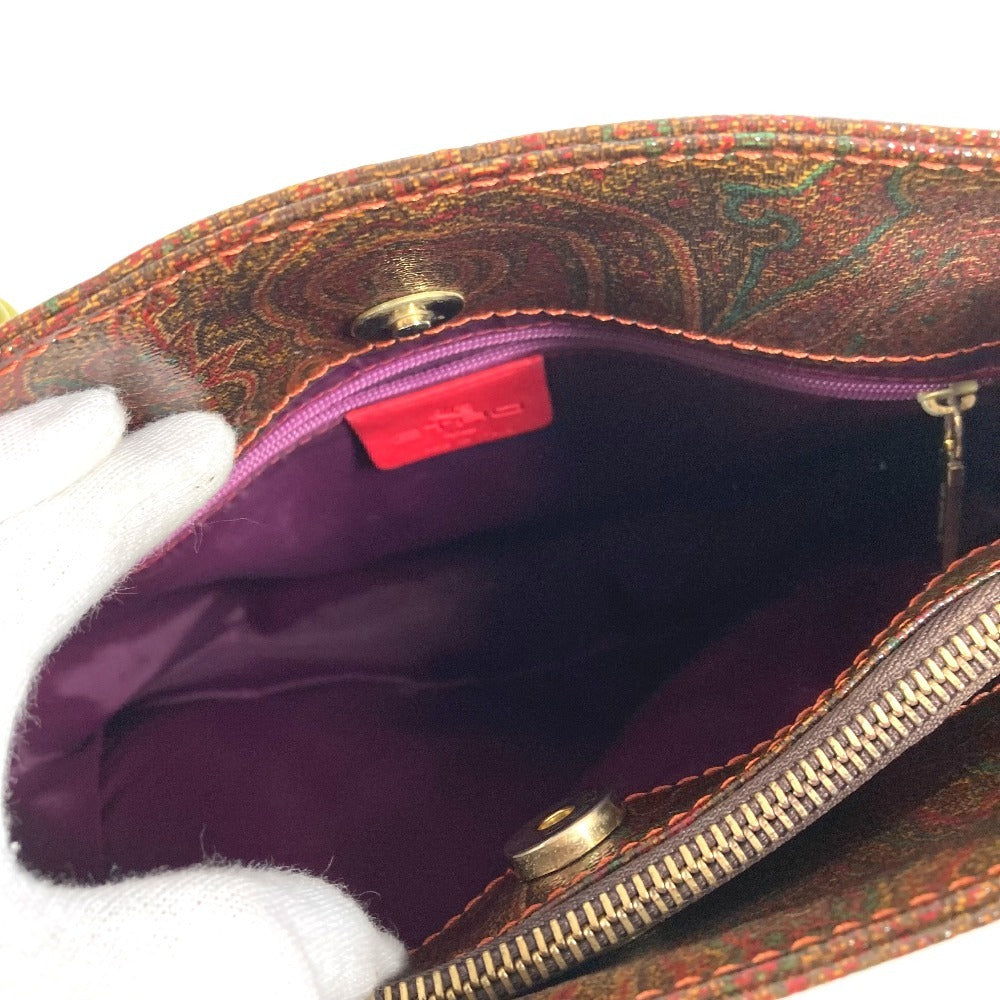 ETRO Paisley pattern logo Bag Tote Bag Hand Bag PVC/Leather Brown/Multicolore Used