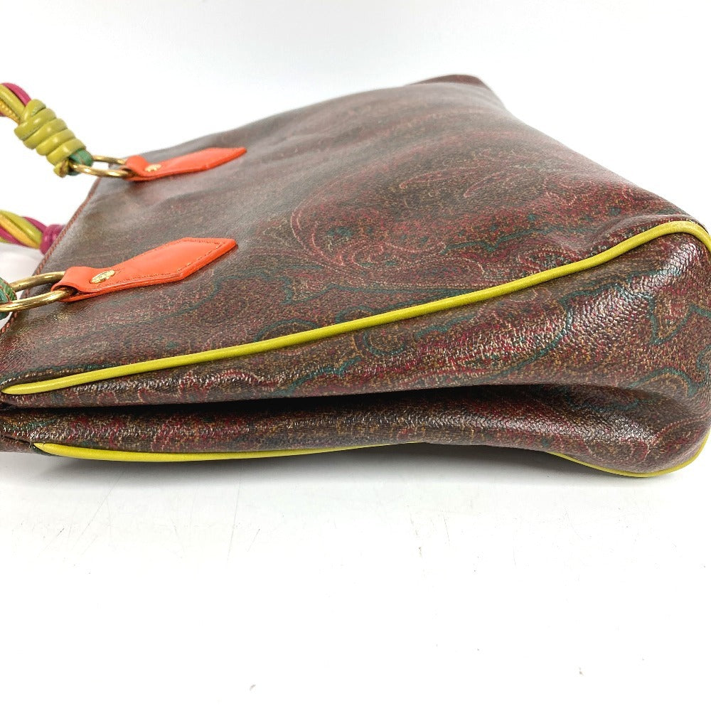 ETRO Paisley pattern logo Bag Tote Bag Hand Bag PVC/Leather Brown/Multicolore Used