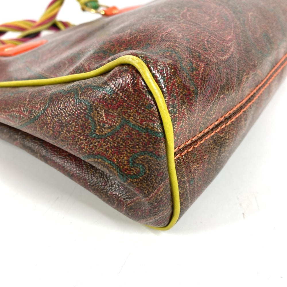 ETRO Paisley pattern logo Bag Tote Bag Hand Bag PVC/Leather Brown/Multicolore Used