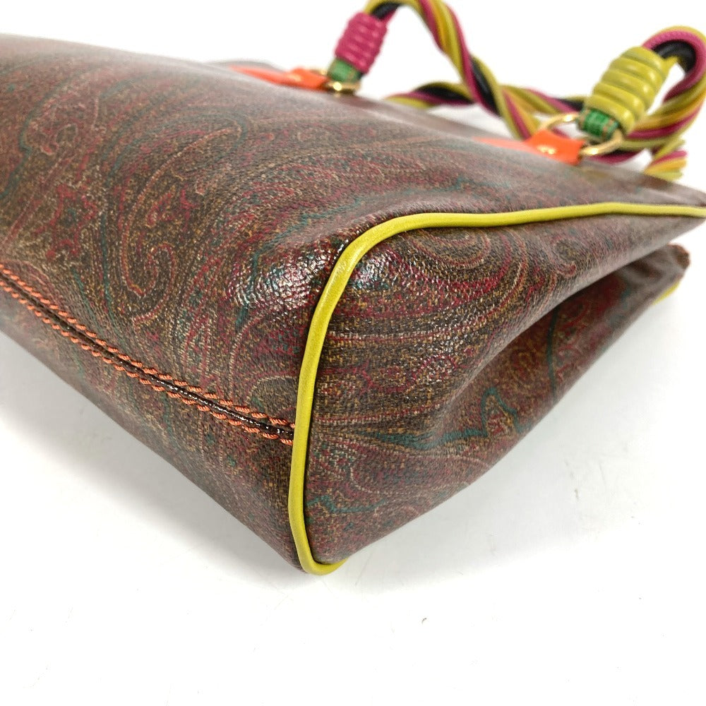 ETRO Paisley pattern logo Bag Tote Bag Hand Bag PVC/Leather Brown/Multicolore Used
