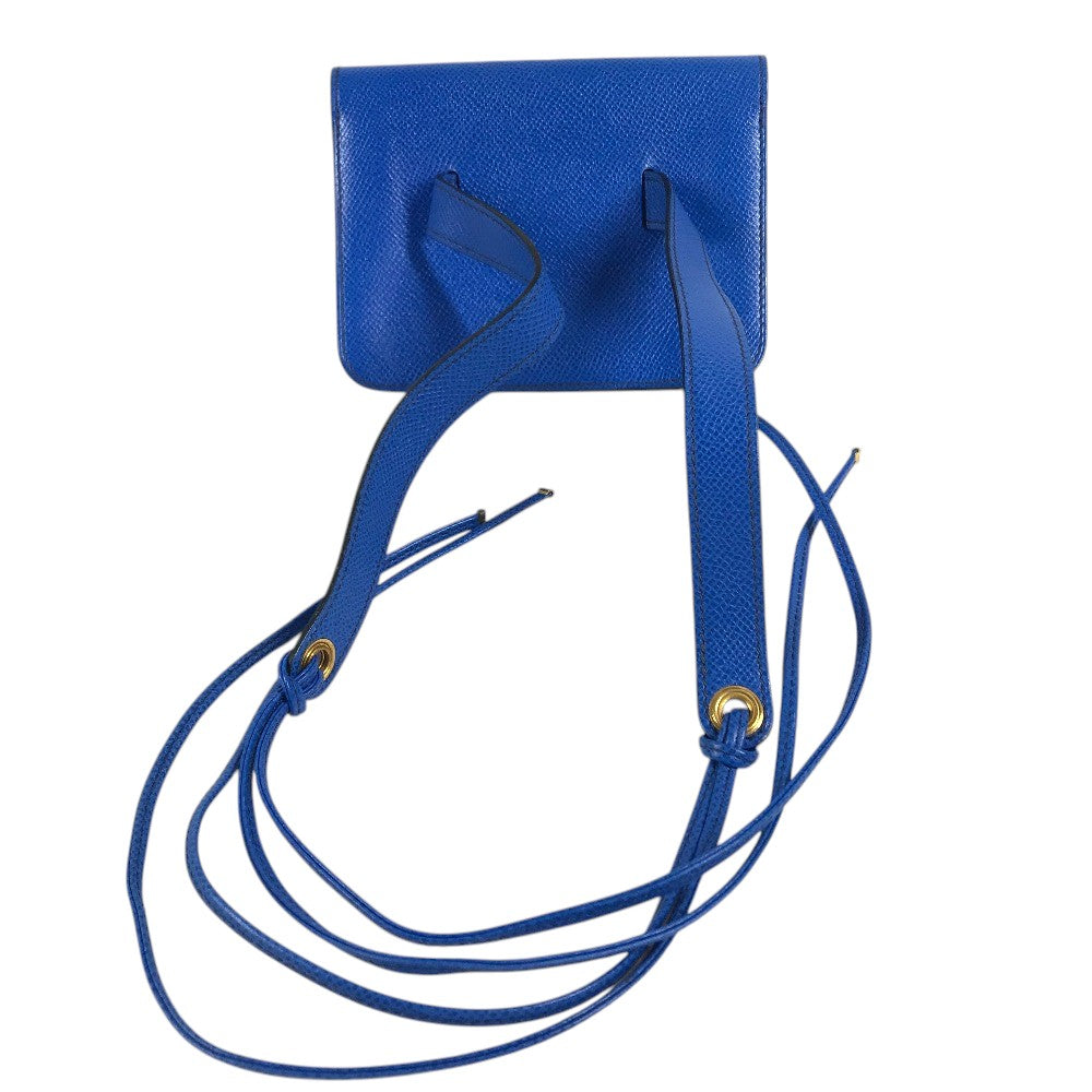 HERMES vintage PochetteGreen Pochette Green Waist Pouch Bag Mini Bag Flap Belt Bag body bag Leather blue Used