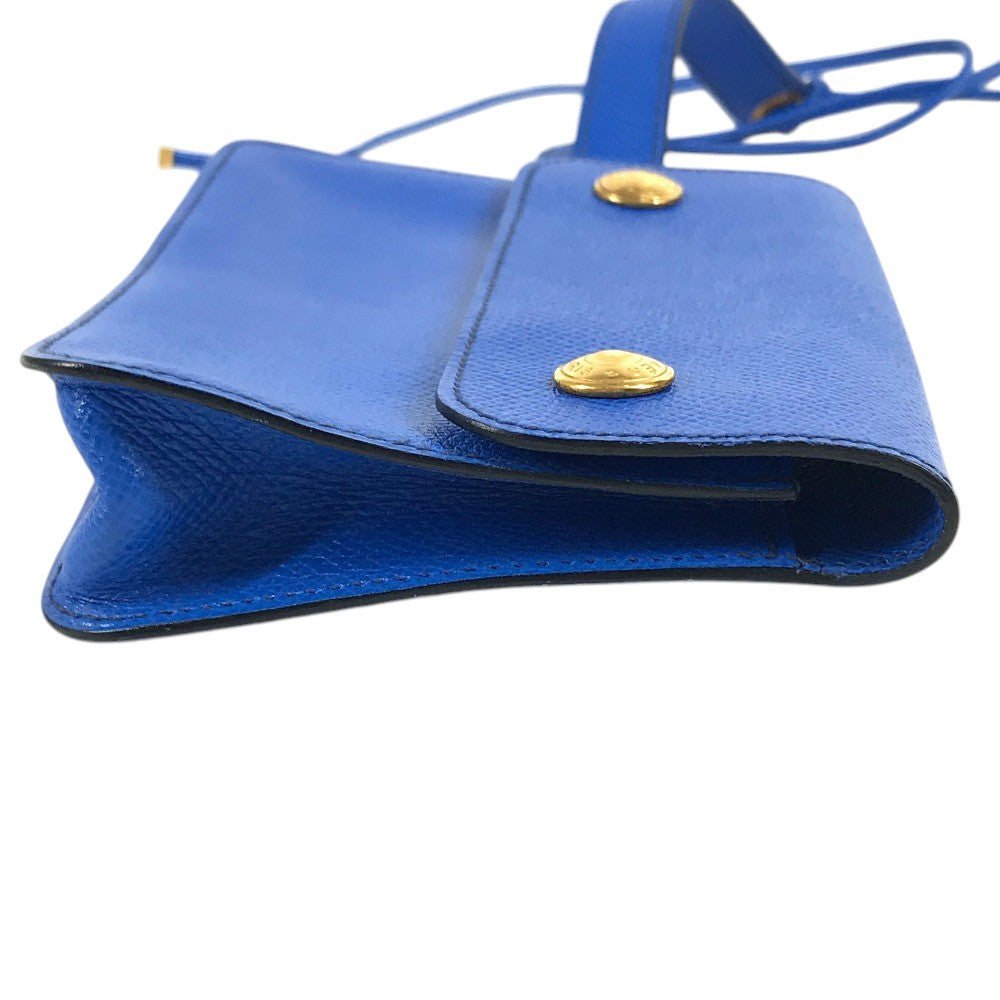 HERMES vintage PochetteGreen Pochette Green Waist Pouch Bag Mini Bag Flap Belt Bag body bag Leather blue Used