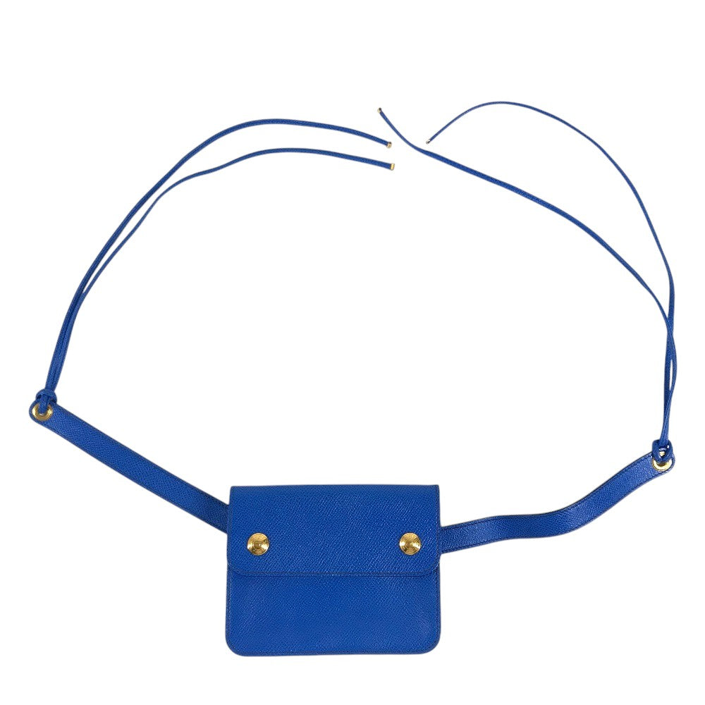 HERMES vintage PochetteGreen Pochette Green Waist Pouch Bag Mini Bag Flap Belt Bag body bag Leather blue Used