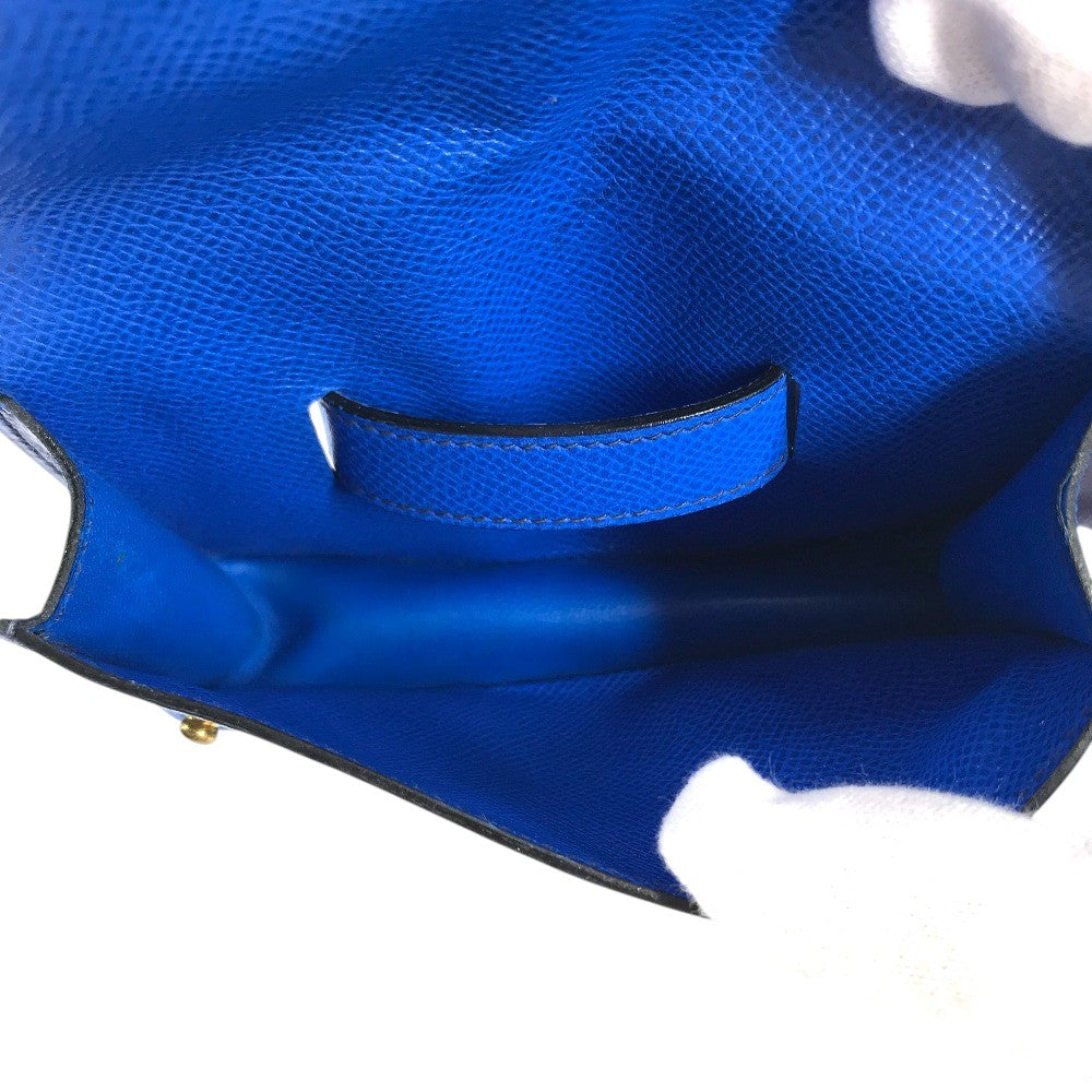 HERMES vintage PochetteGreen Pochette Green Waist Pouch Bag Mini Bag Flap Belt Bag body bag Leather blue Used