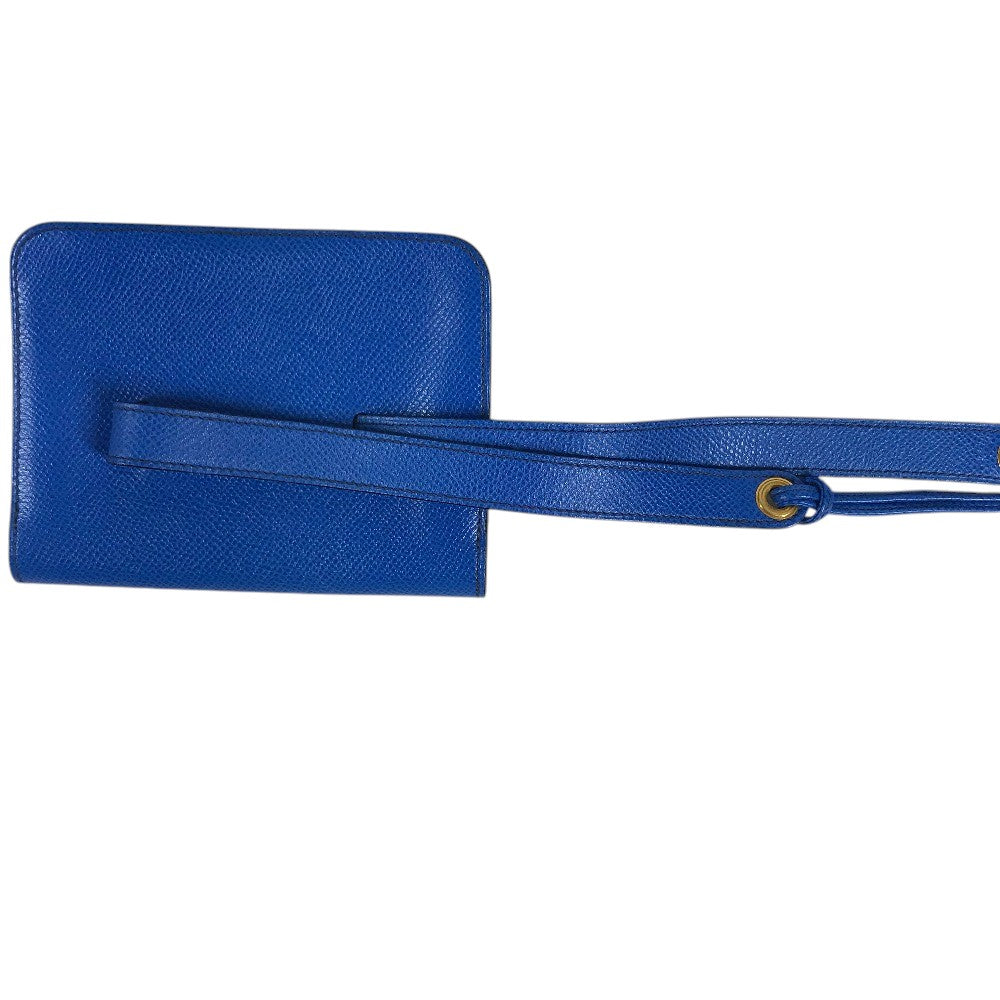 HERMES vintage PochetteGreen Pochette Green Waist Pouch Bag Mini Bag Flap Belt Bag body bag Leather blue Used