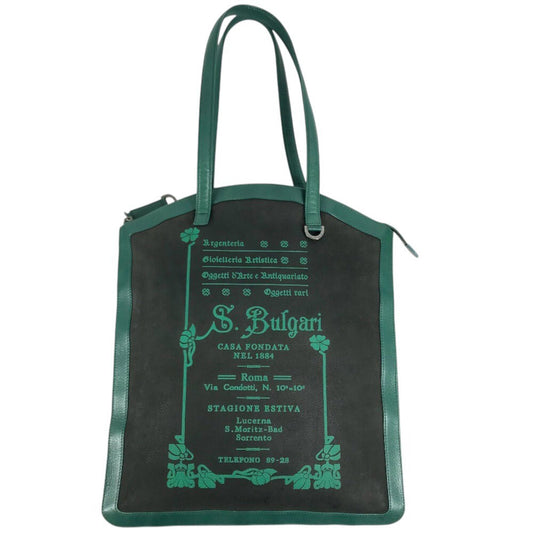 BVLGARI S.Bulgari logo Crossbody Bag Pochette Shoulder Bag PVC/Leather Shoulder Bag Leather Black/Green Used