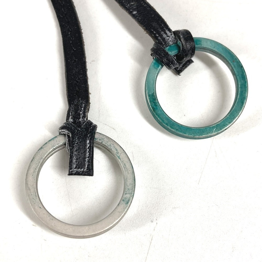 HERMES vintage Clochette Keyring Bag Charm Leather Necklace Swift Black Used