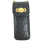 VERSACE vintage Sunburst Logo Mobile Phone Pouch Flap Chain Bag Hand Bag Embossed Leather Black Used