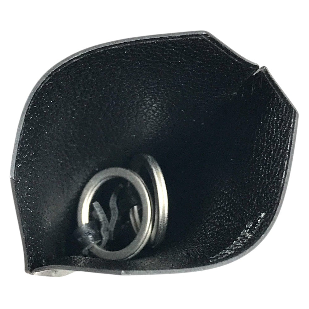 HERMES vintage Clochette Keyring Bag Charm Leather Necklace Leather Black Used