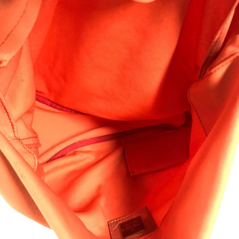 FENDI FF logo Handbag, Mini drawstring bag, Tote bag Shoulder Bag Nylon canvas Orange Based Used