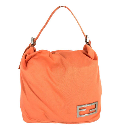FENDI FF logo Handbag, Mini drawstring bag, Tote bag Shoulder Bag Nylon canvas Orange Based Used