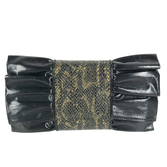FENDI vintage ribbon Vintage Genuine Leather 2-Way Shoulder Bag Pochette Clutch Bag Crossbody Bag Clutch bag Leather Black Used