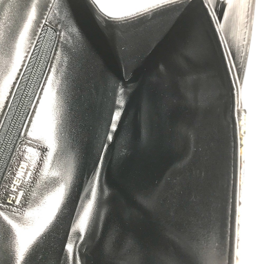 FENDI vintage ribbon Vintage Genuine Leather 2-Way Shoulder Bag Pochette Clutch Bag Crossbody Bag Clutch bag Leather Black Used