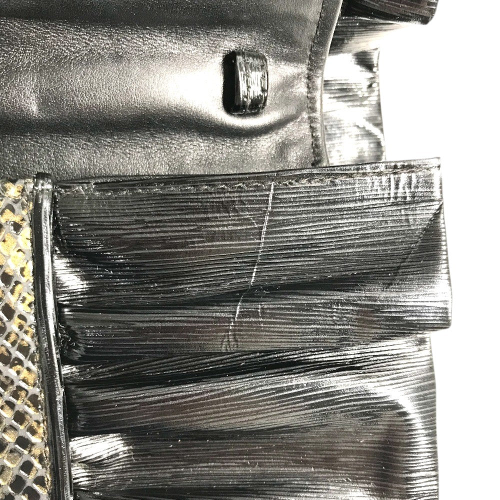 FENDI vintage ribbon Vintage Genuine Leather 2-Way Shoulder Bag Pochette Clutch Bag Crossbody Bag Clutch bag Leather Black Used