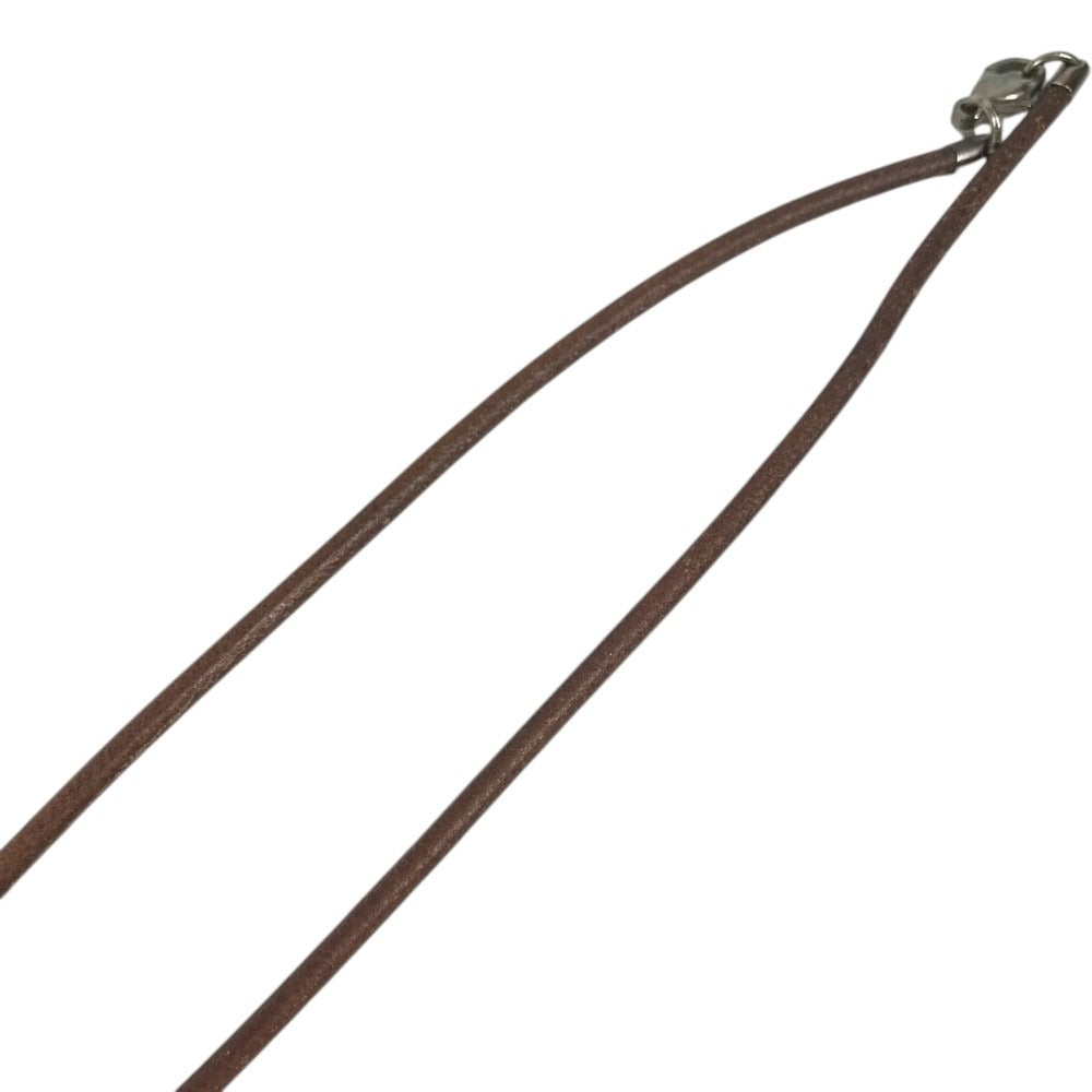 HERMES Shuval horse Accessories Choker Leather Strap Necklace Metal / Leather Silver/Brown Used