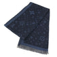 LOUIS VUITTON R98933 Monogram Ethol Monogram Stole/Shawl Scarf Fringe shawl silk / wool blue Used