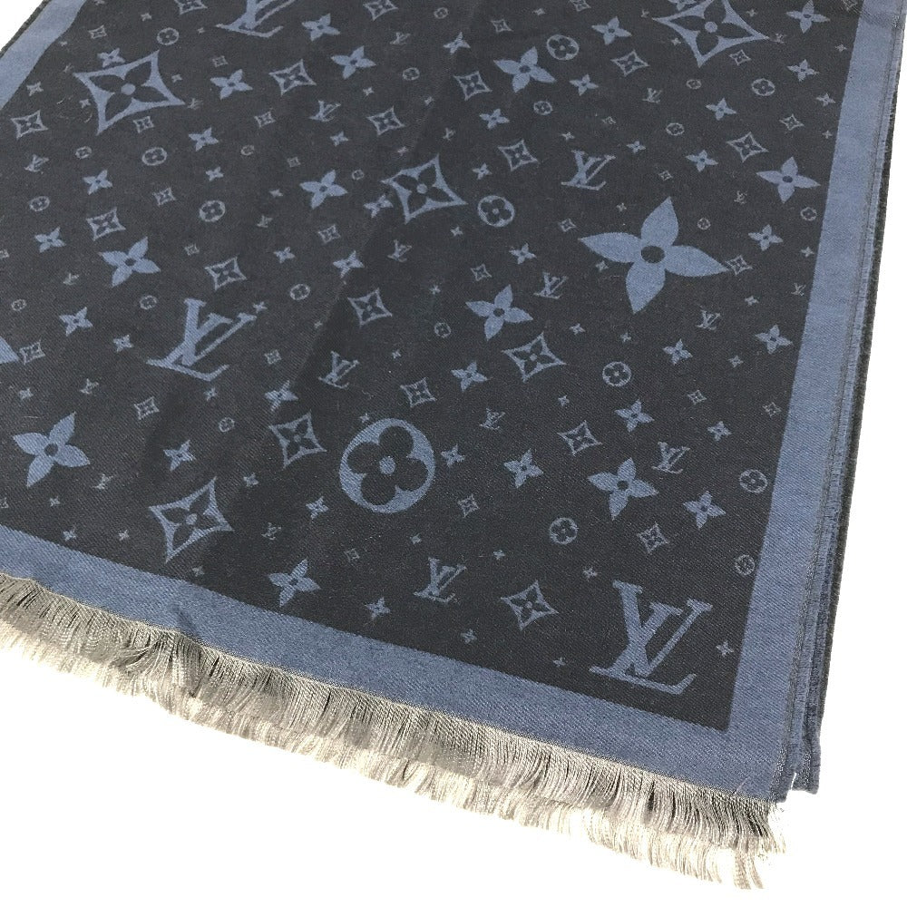 LOUIS VUITTON R98933 Monogram Ethol Monogram Stole/Shawl Scarf Fringe shawl silk / wool blue Used