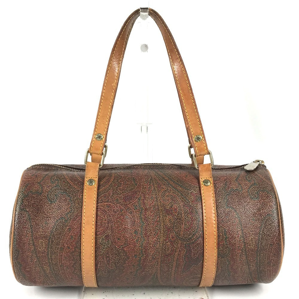 ETRO Paisley pattern Shoulder bag, cylindrical shape Hand Bag Leather/Canvas Brown Used
