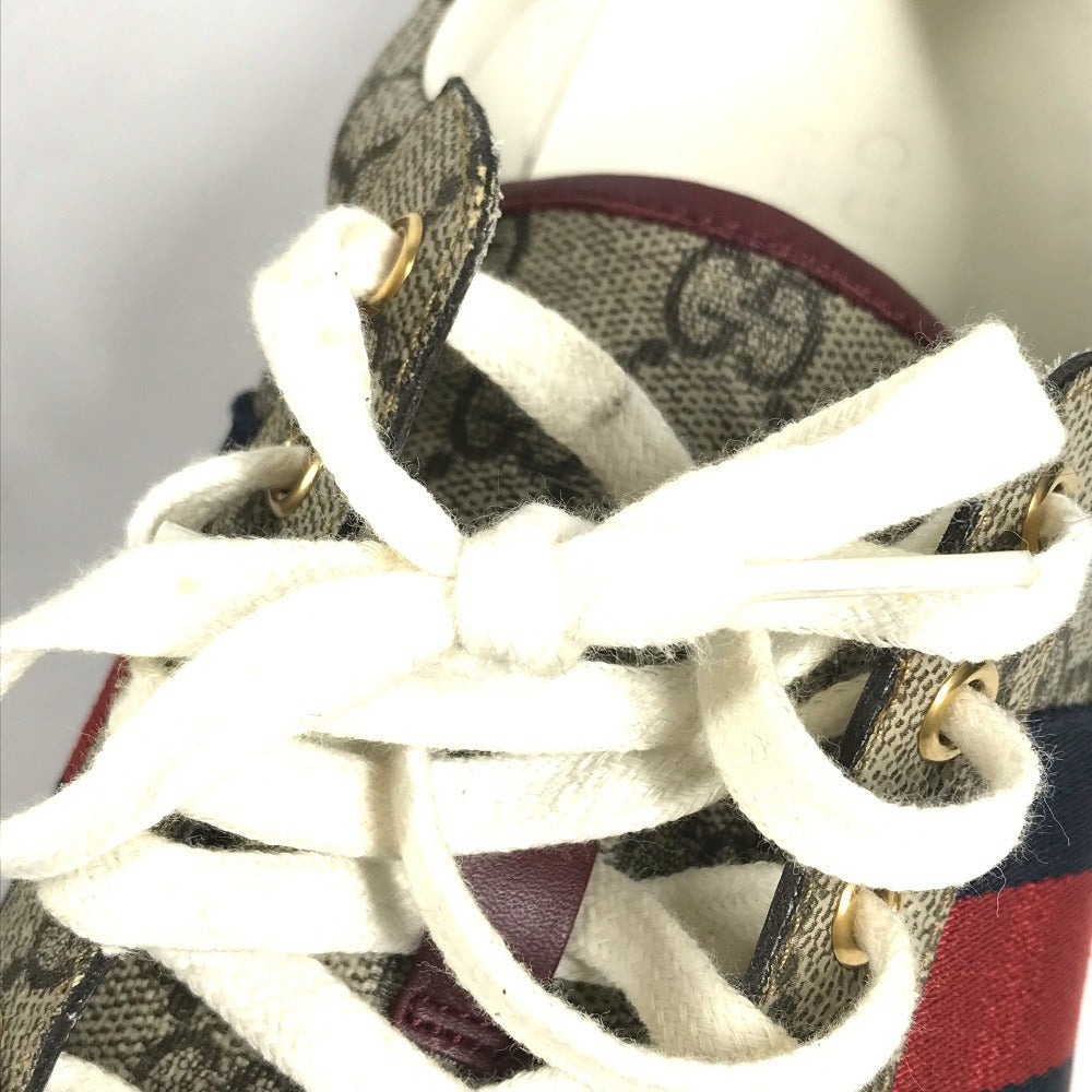 GUCCI 429445 GG Supreme logo shoes shoe laces sneakers GG Supreme Canvas Beige/Red Used