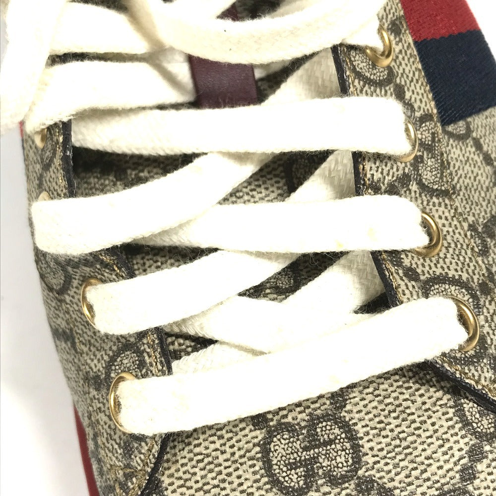 GUCCI 429445 GG Supreme logo shoes shoe laces sneakers GG Supreme Canvas Beige/Red Used