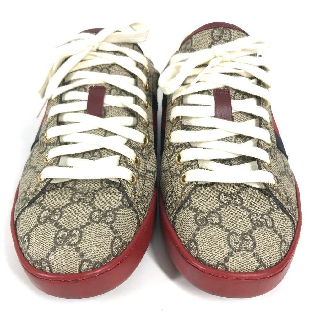 GUCCI 429445 GG Supreme logo shoes shoe laces sneakers GG Supreme Canvas Beige/Red Used